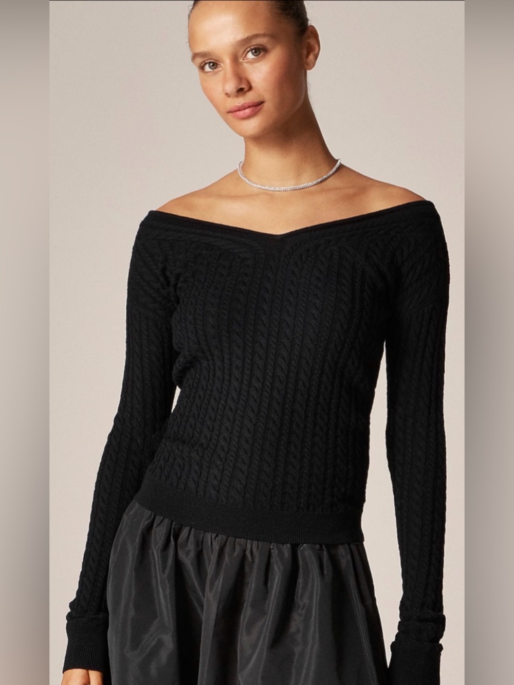 New! J.Crew Cable-knit wide V-neck sweater in merino wool